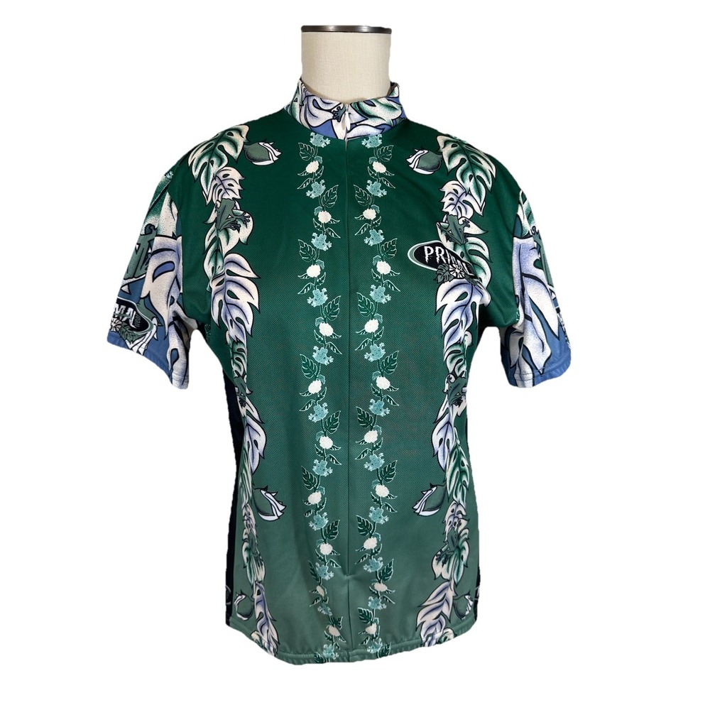 Primal Wear Womens XL Cycling Jersey Black Green White Blue Bike Shirt Hawaiian